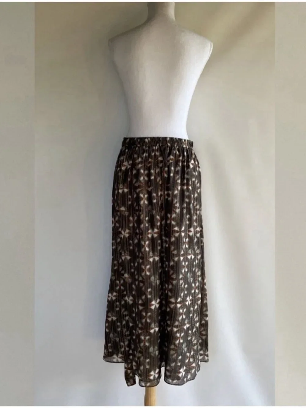 NWT Ulla Johnson Ruffle Maxi Skirt Women 0 Sofia Olive Prism Silk Brown Metalic